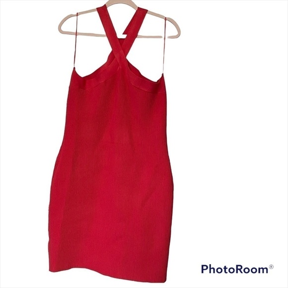 NEW House of Harlow 1960 Sculpt Knit Criss Cross Dress - Watermelon - Picture 8 of 12